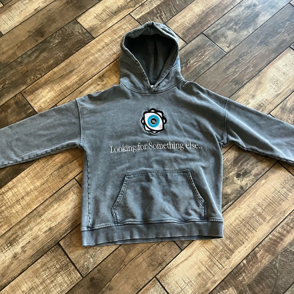 Gray Graphic Hoodie with Eye Design